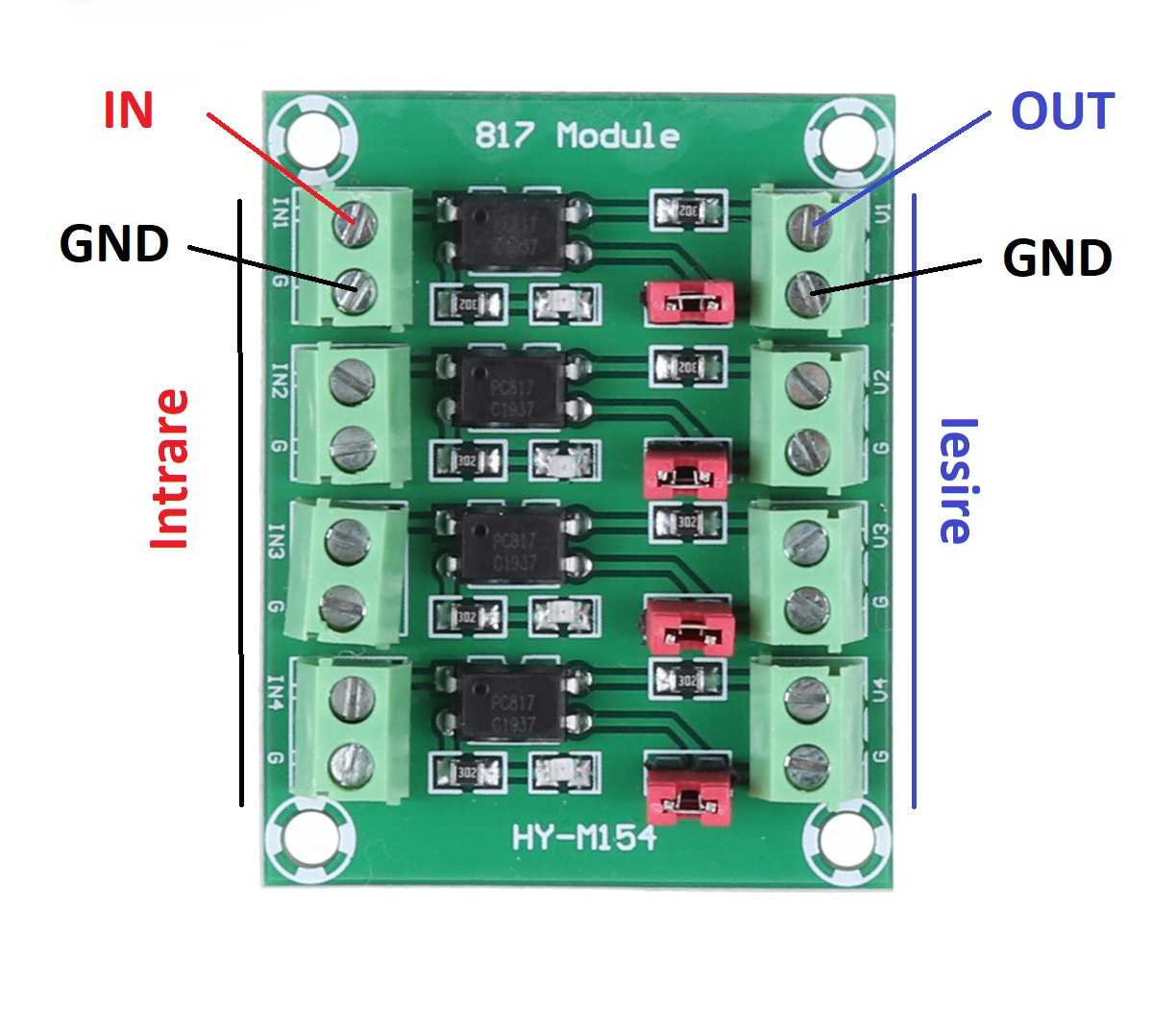 Logic level converter module, with optocoupler, 4